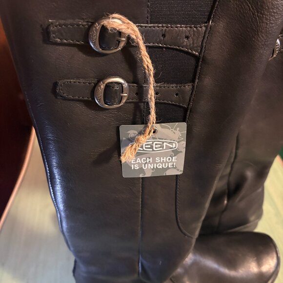 NEW Womens Keen Water Resistant Black Leather Bern Baby Bern Boots Size 9 - Picture 2 of 9